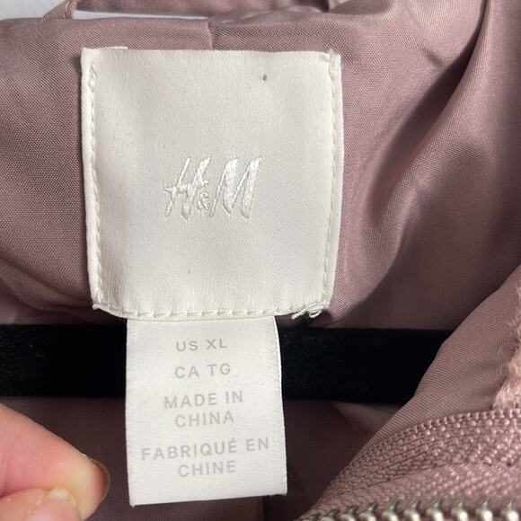 H&M plush teddy shearling full zip hooded oversized lined coat sz XL - Picture 6 of 9